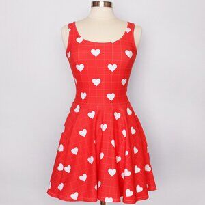 Kate Gabrielle red and white heart print mini sample dress size Small
